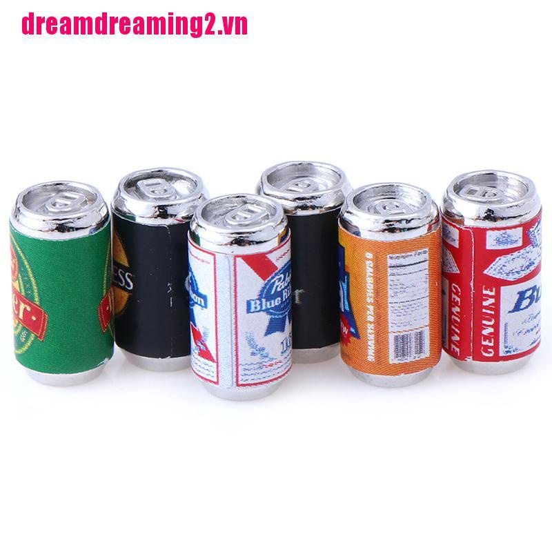 Bộ 6 Mô Hình Chai Bia Mini Tỉ Lệ 1: 12 Trang Trí Nhà Búp Bê