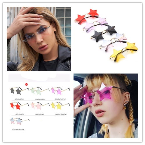 Mắt Kính Không Vành Hình Ngôi Sao Năm Cánh Nhiều Màu Lựa Chọn