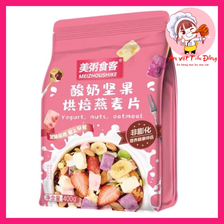 Ngũ Cốc Sữa Chua Mix Hoa Quả Sấy-Ngũ Cốc Ăn Kiêng 400g - Ăn vặt Tiểu Đồng