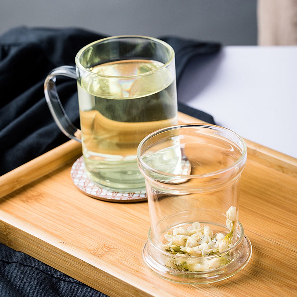 Ly thủy tinh pha trà có ngăn lọc thủy tinh cao cấp