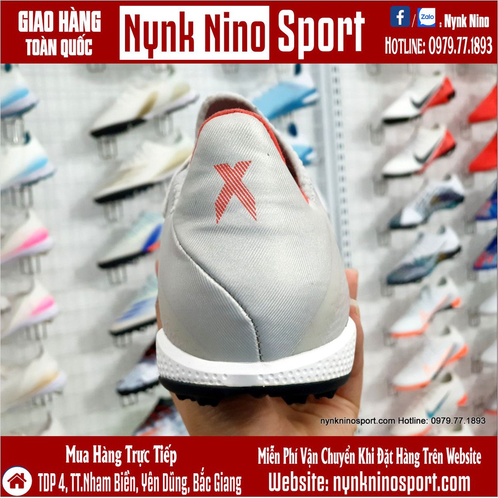 Giày Bóng Đá Adidas X 19.3 Trắng Bạc Vạch Đỏ HQ TF