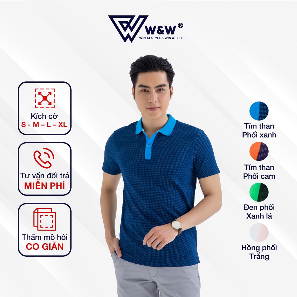 Áo Polo Nam Ngắn Tay W&amp;W WPO22R - Regular Fit Chất Liệu Cotton Siêu Mát, Thấm Hút Mồ Hôi, Bền Màu