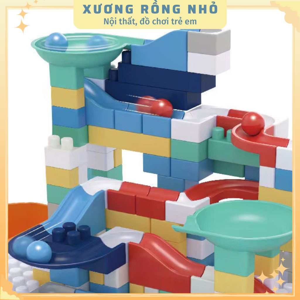 Bàn lego cho bé, lego city cầu trượt thả bóng đồ chơi trí tuệ cho bé