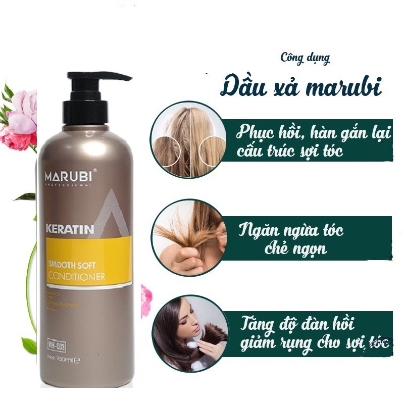 Cặp Gội Xả MARUBI 750ml Giảm Rụng Tóc Lưu Hương Trên Tóc