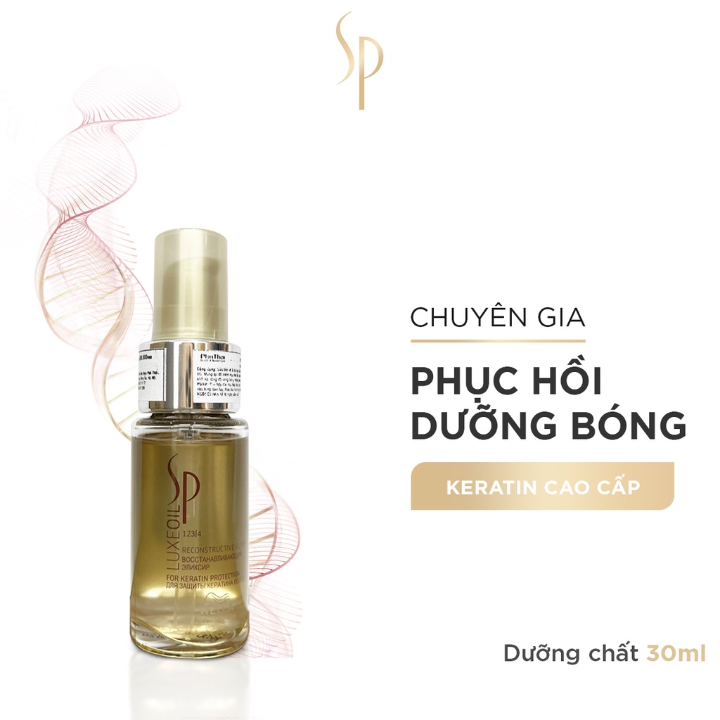 Dưỡng Chất SP Luxe Oil Keratin Phục Hồi Tóc Cao Cấp, Chăm Sóc Tóc Bóng Khoẻ Từ Gốc Tới Ngọn Elixir 30ml-100ml