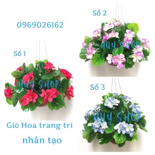 Giỏ Hoa HẢI ĐƯỜNG nhân tạo trang trí treo trần nhà