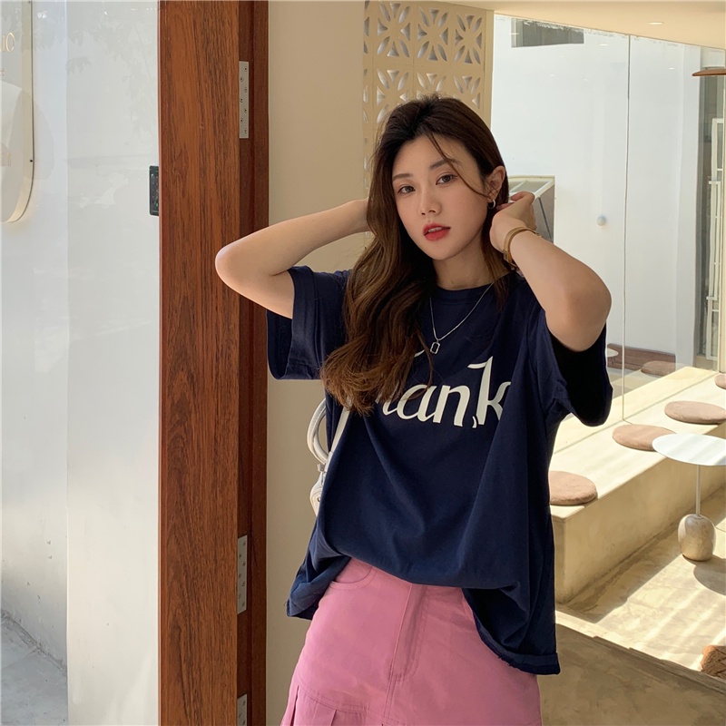 SUXI Áo Thun Nữ Mùa Hè Dáng Rộng Tay Ngắn In Chữ Hàng Mới