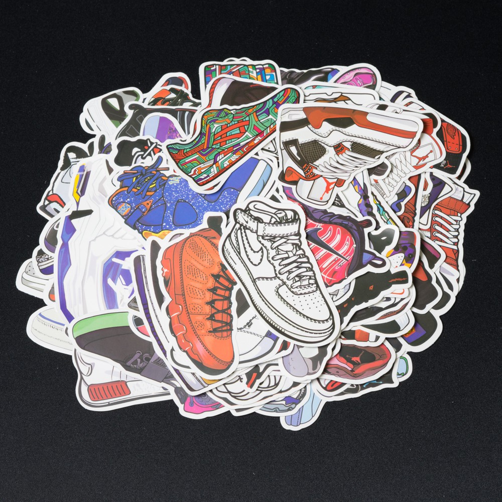 Sticker SNEAKER nhựa PVC không thấm nước, dán nón bảo hiểm, laptop, điện thoại, Vali, xe đạp, xe máy, đàn, skateboard