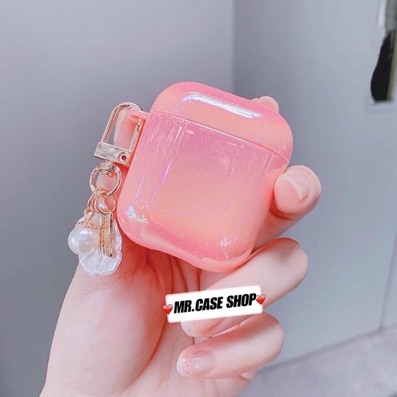 Vỏ bọc bảo vệ màu ánh ngọc trai màu hồng cho hộp sạc tai nghe Airpods 1 / 2 Pro - Mr.Case Airpods