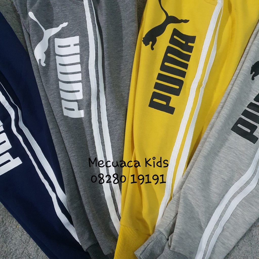 [15-27kg] Quần jogger bo gấu nỉ da cá thu đông 4 màu kẻ sọc cho bé trai