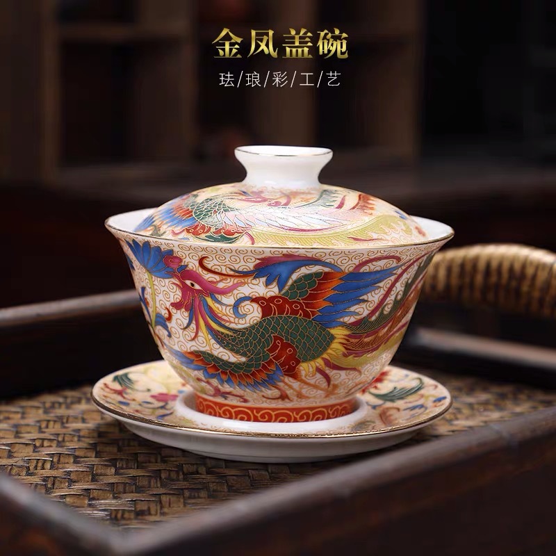Bộ Tách Uống Trà Bằng Gốm Sứ Phong Cách Trung Hoa 150cc