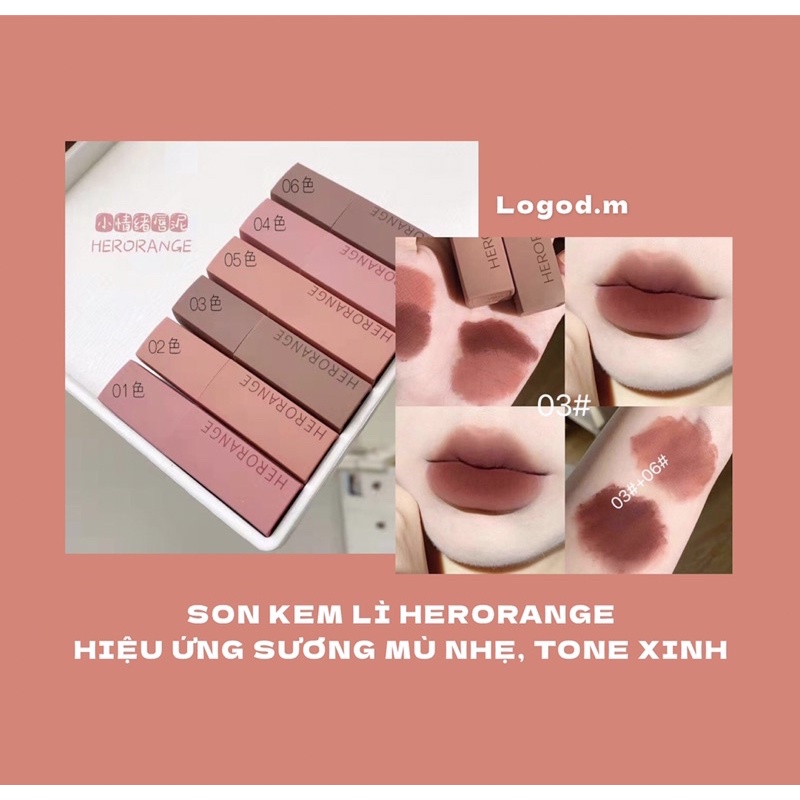 🌷XẢ KHO🌷Son Kem Lì HERORANGE Hiệu Ứng Sương Nhẹ, Tone Xinh - Logod.m