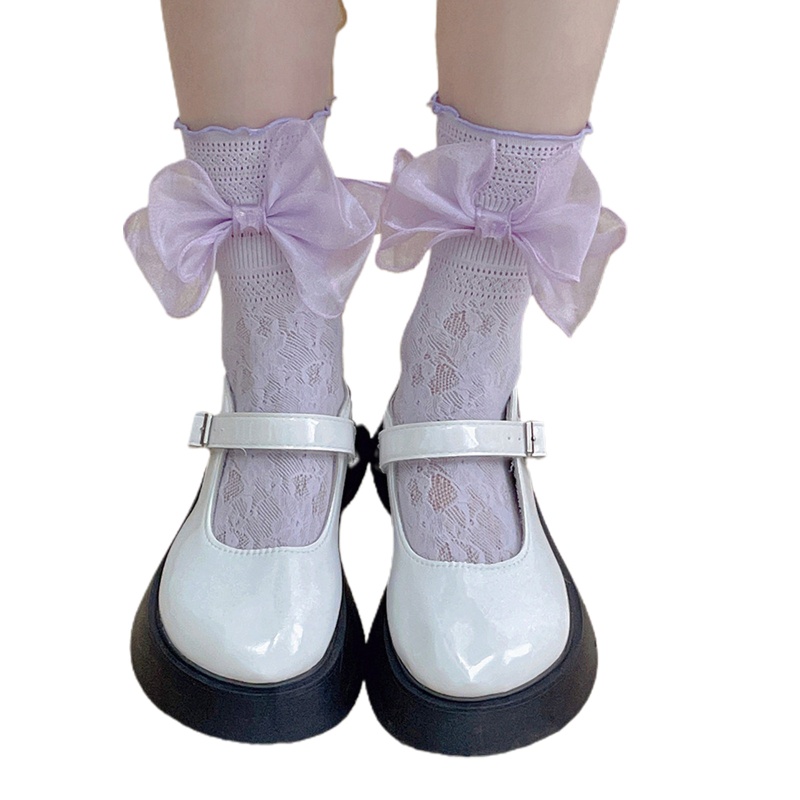 Brroa Jk Vớ Rỗng Phối Nơ Phong Cách Lolita Punk Gothic Dành Cho Nữ