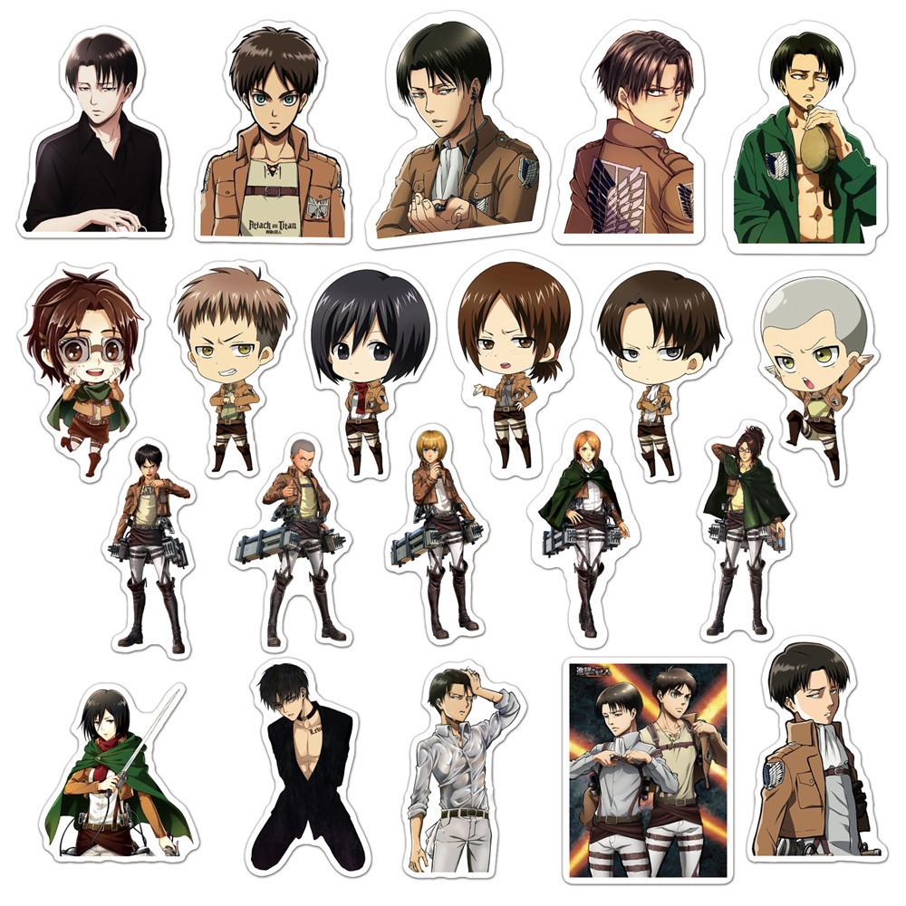 Set 50 nhãn dán hình hoạt hình Attack On Titan dùng để trang trí máy tính xách tay / va li