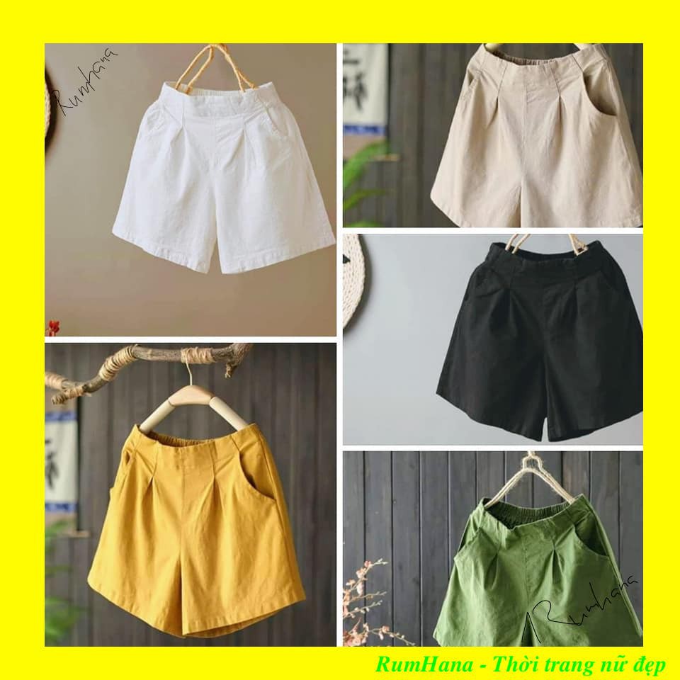 Quần nữ - Quần sooc đũi xước Hàn cạp cao nhiều màu QN02