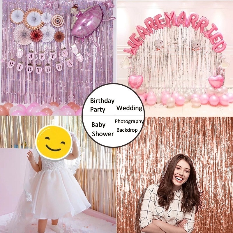 Rèm Tua Rua Màu Vàng Kim Lấp Lánh Kích Thước 1M*2M Trang Trí Tiệc