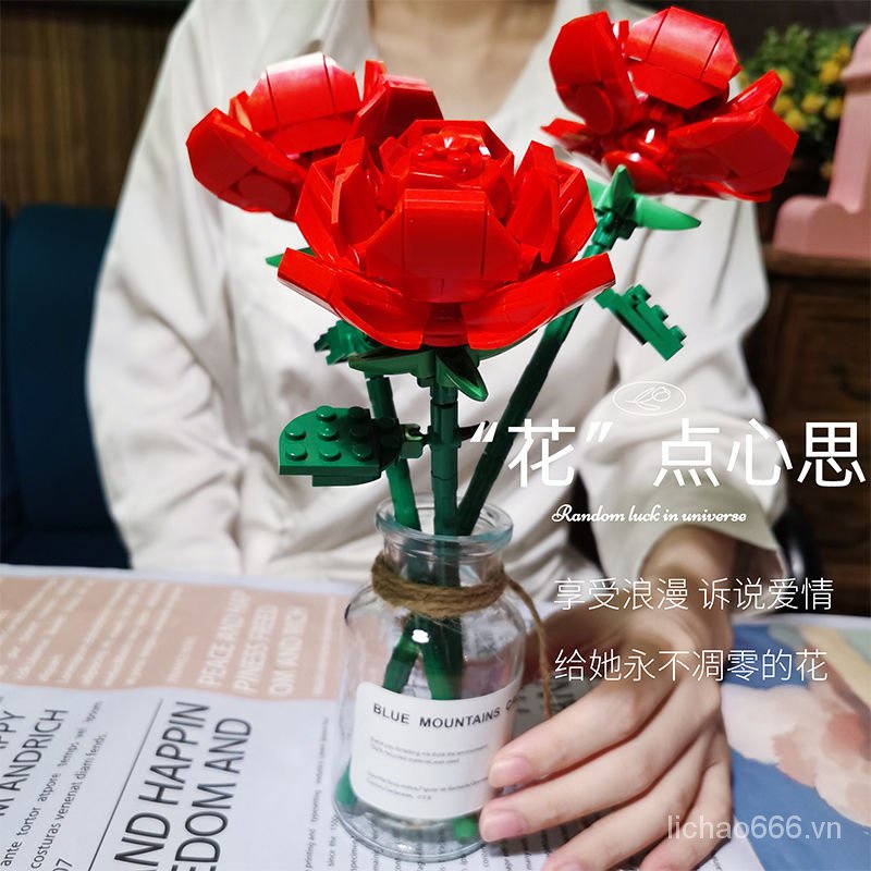Bộ Đồ Chơi Lắp Ráp lego Hình Bó Hoa Hồng Nhỏ Thích Hợp Làm Quà Tặng Cho Bé Gái