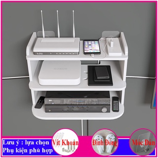 Kệ để wifi treo tường 3 tầng, chất liệu gỗ nhựa Pitech cao cấp, chống nước tuyệt đối - B31