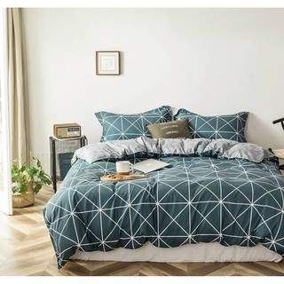 Set chăn ga gối Poly 4 món - kẻ