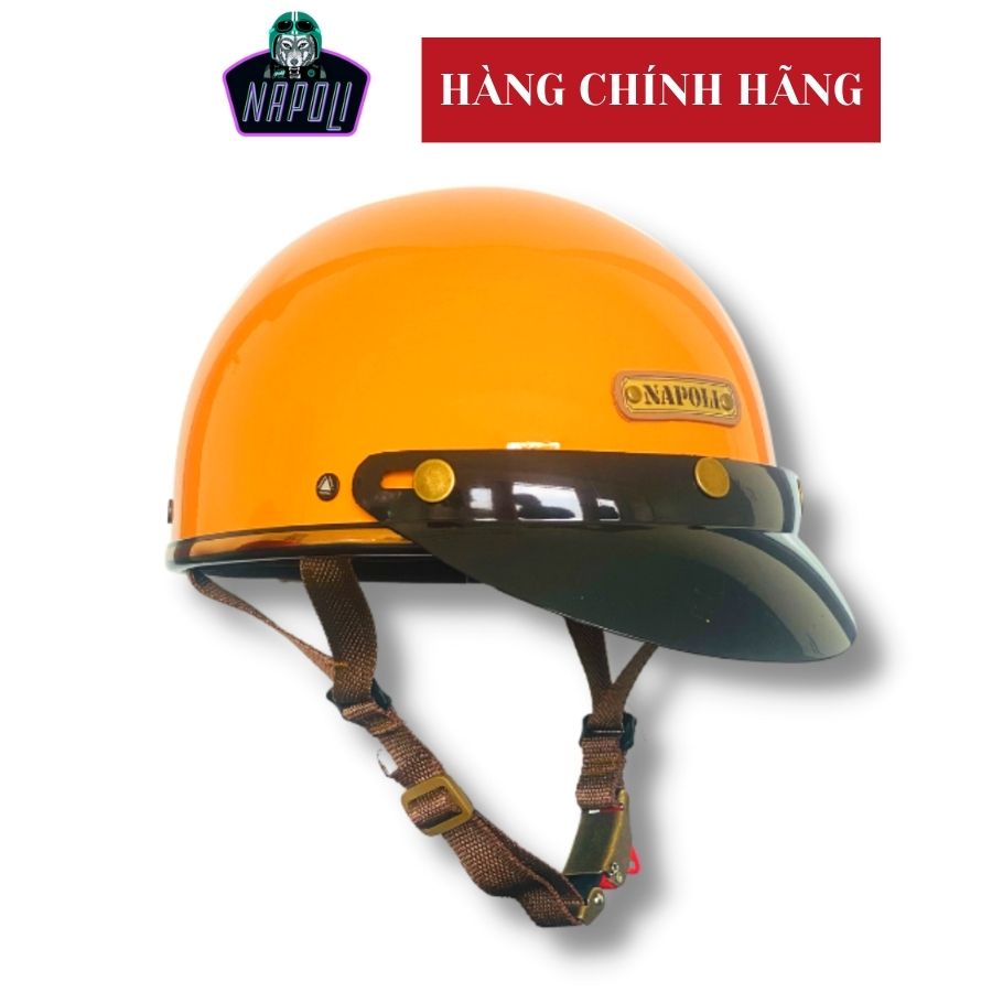 Mũ bảo hiểm Napoli phượt nửa đầu Tặng kèm lưỡi trai loại nón bảo hiểm không kính hàng chính hãng