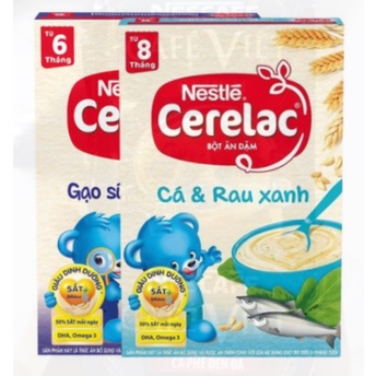 Combo 2 Hộp Bột Ăn Dặm Nestlé Cerelac Gạo Sữa Và Cá Rau Xanh 200g/Hộp