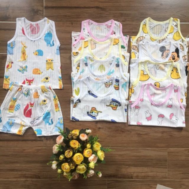 bộ ba lỗ cotton giấy Unchi cao cấp cho bé trai/gái
