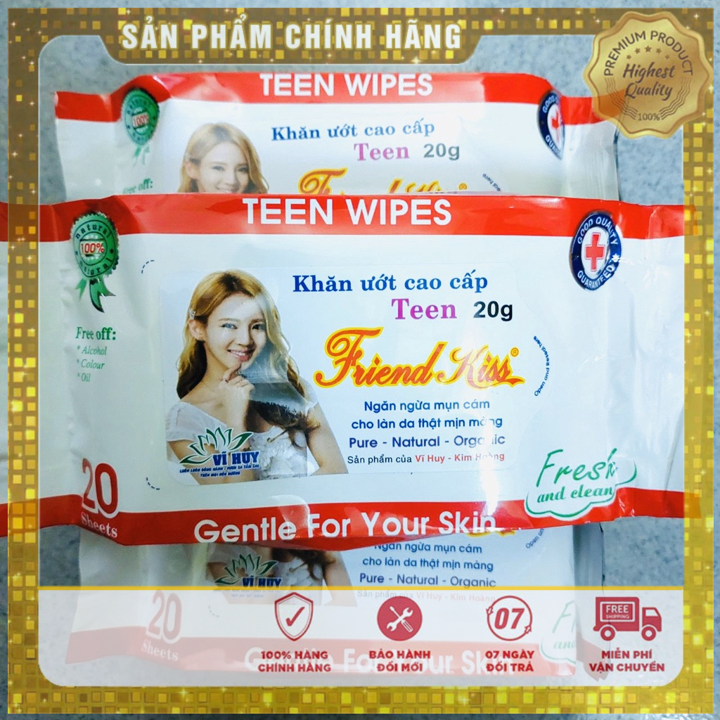 Khăn ướt, giấy ướt Friend Kiss Vĩ Huy-Kim Hoàng 20Gr Chính Hãng