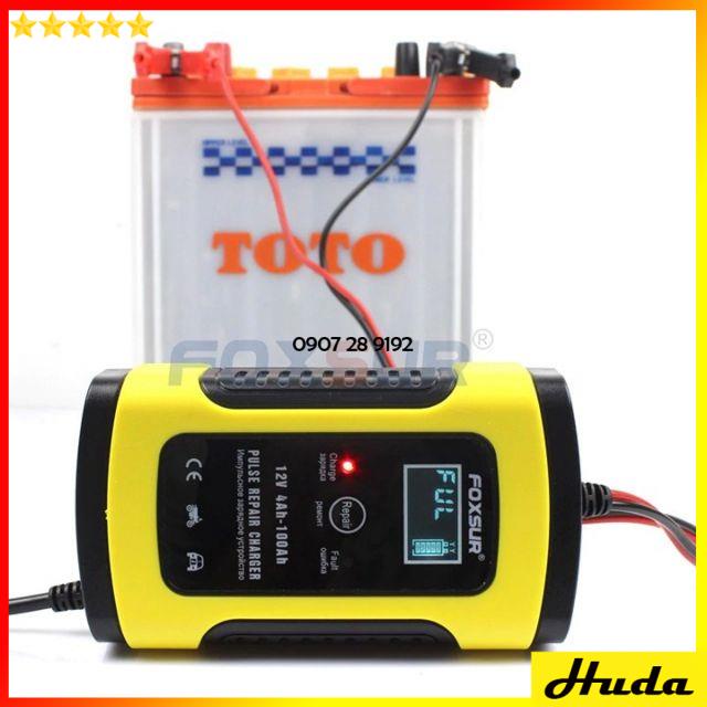 ⚡️FREESHIP EXTRA⚡️ Sạc bình acquy xe máy ô tô tự ngắt thông minh -Máy sạc bình ắc quy 12v 100ah Foxsur có khử sunfat