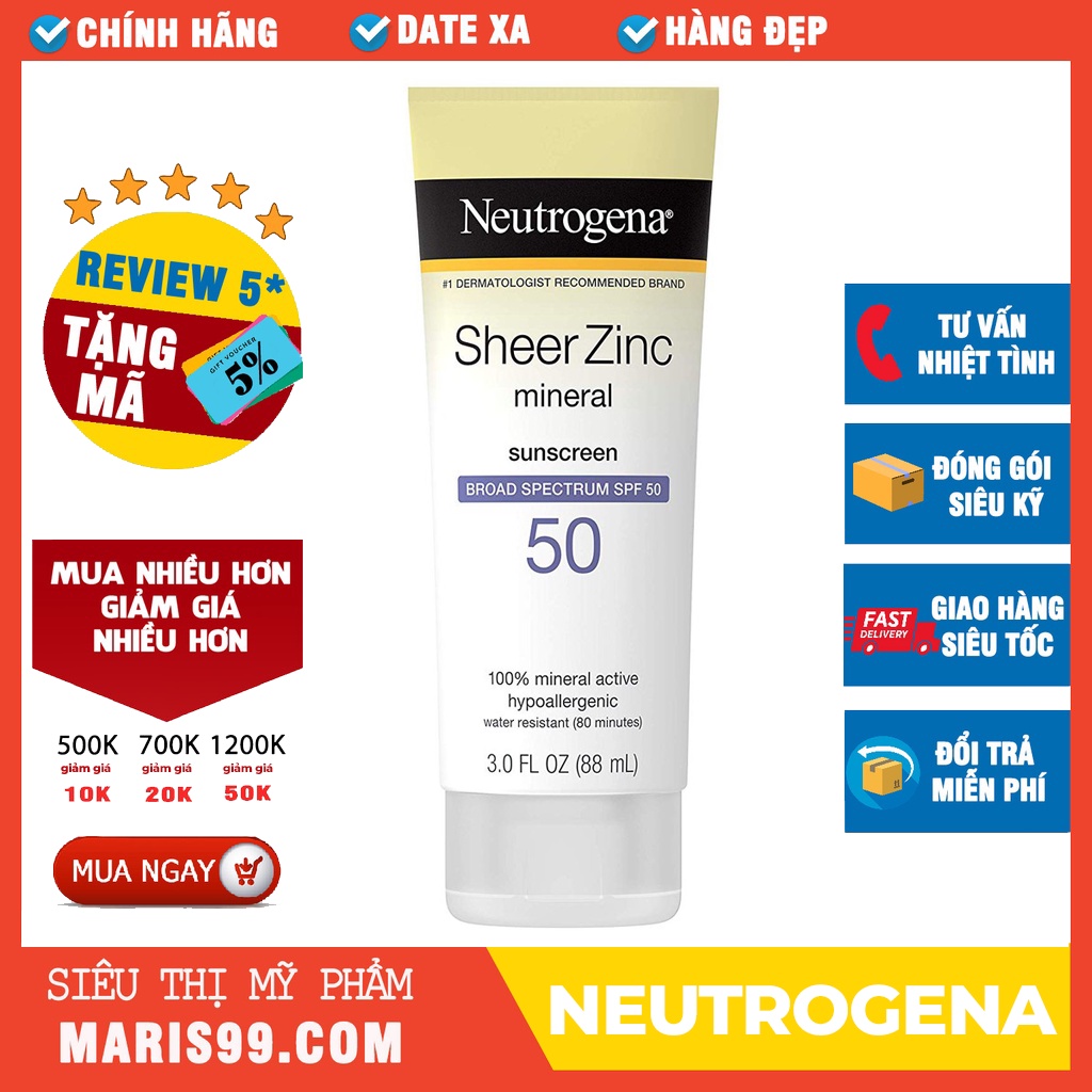 Kem Chống Nắng Neutrogena Sheer ZinC Dry Touch SPF 50 (88ml) _ NTG019CN
