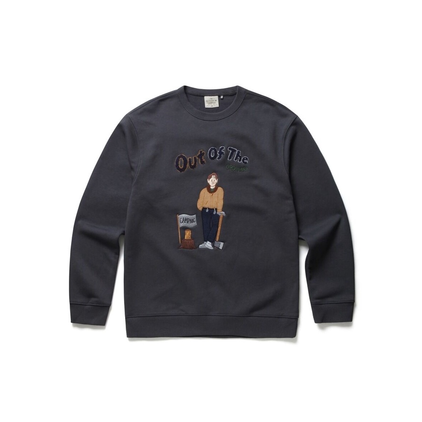 Áo sweater nỉ unisex tay dài cổ bo OLZEN Oliver in campnic Hàn Quốc - P:B