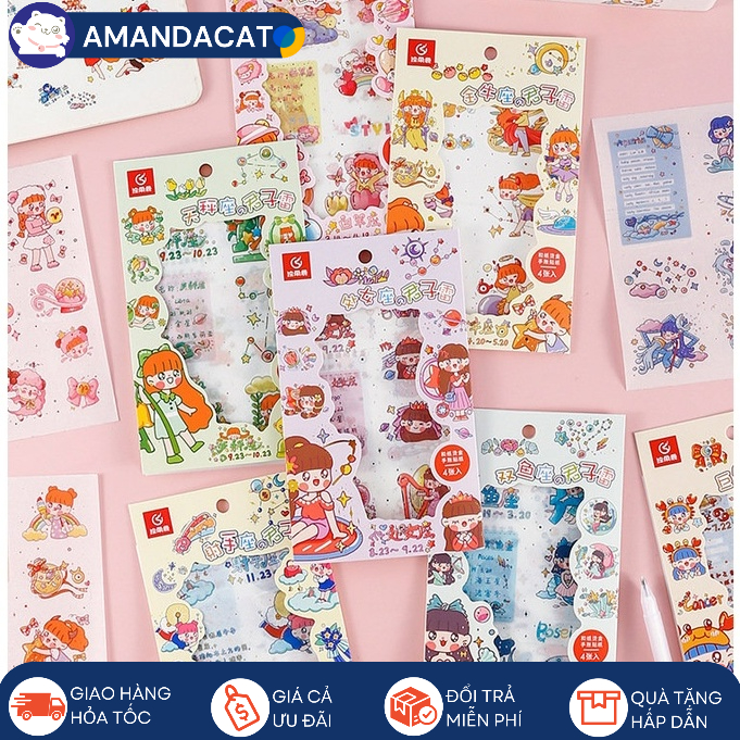 [Hàng mới về] Tấm Sticker dán 12 cung hoàng đạo (Mỗi set 1 cung)