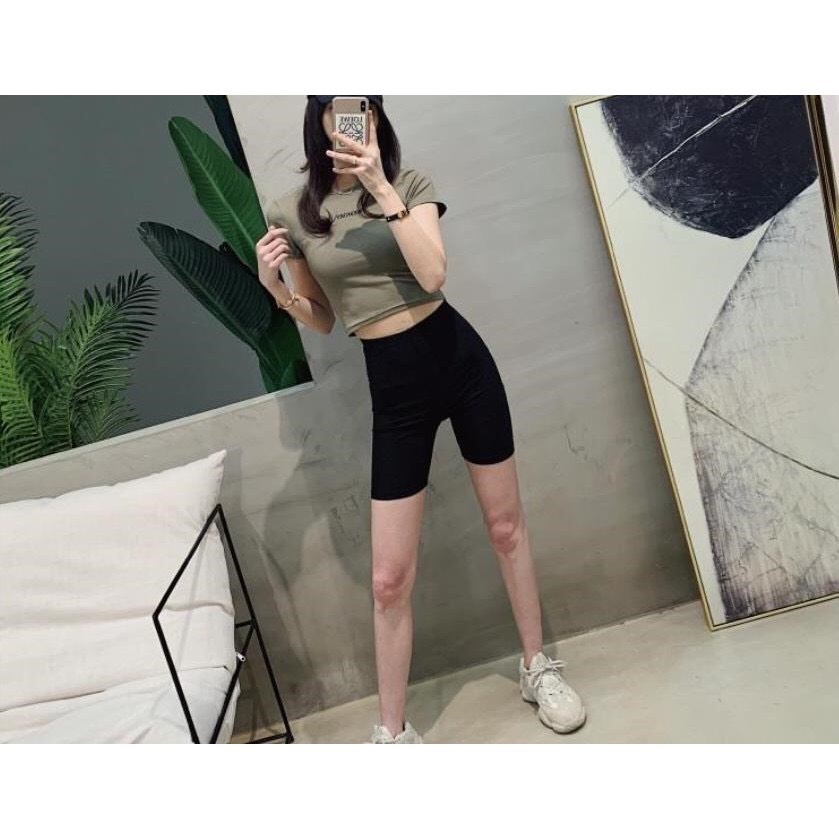 Quần legging nữ lửng ngố đùi nâng mông Hoàng Tình Store thun borip co giãn Freesize