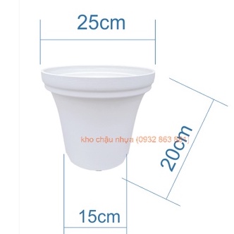 Chậu nhựa giả gốm sứ, chậu vành thang cấp dễ bưng bê, đáy thiết kế thông minh chống ứ nước và trơn trượt