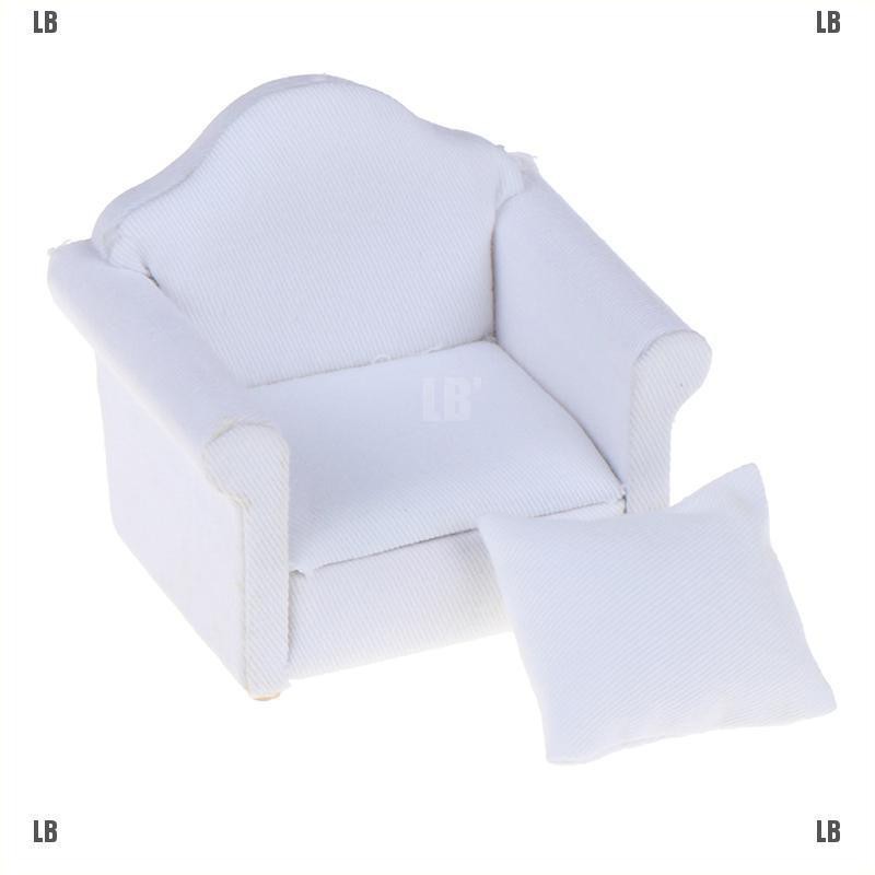 Ghế Sofa Màu Trắng Cỡ 1 / 12 Kèm Gối Tựa Lưng Trang Trí Nhà Búp Bê