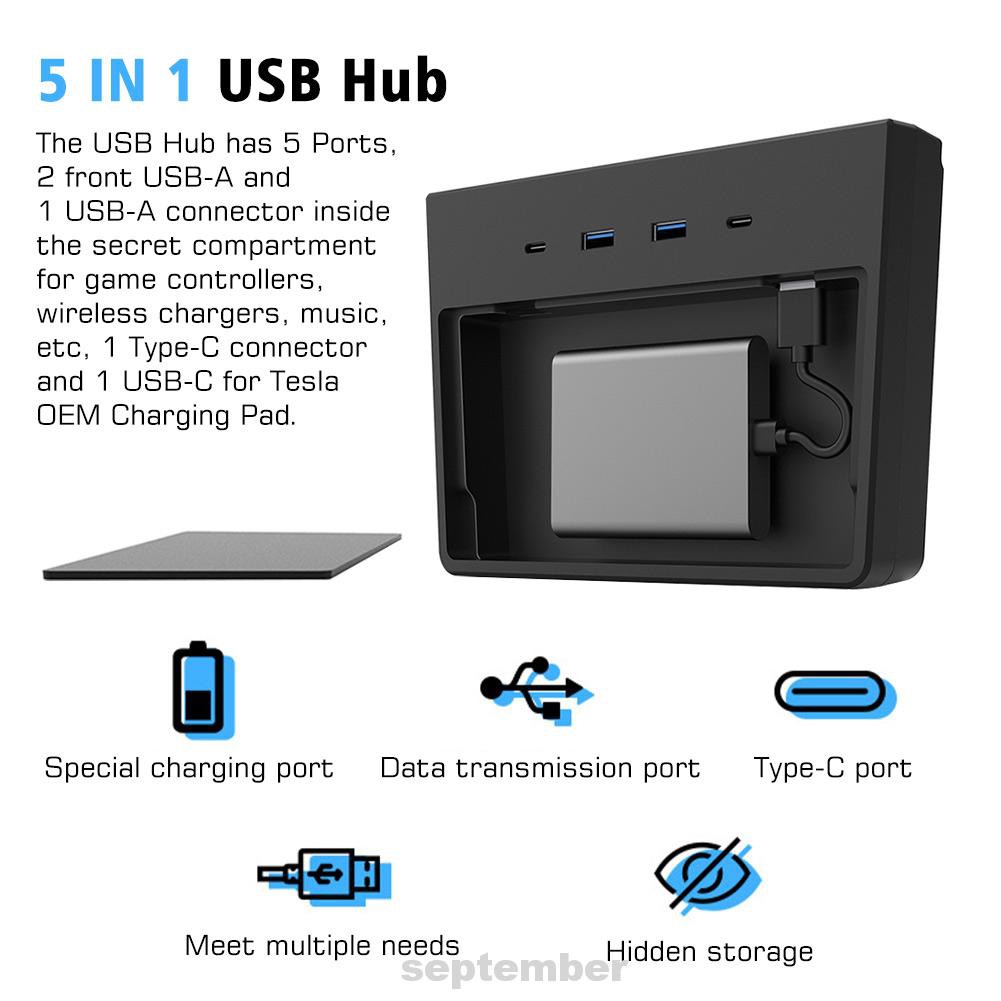 Bộ Chia Cổng Usb 5 Trong 1 Cho Tesla Model 3 Y | BigBuy360 - bigbuy360.vn