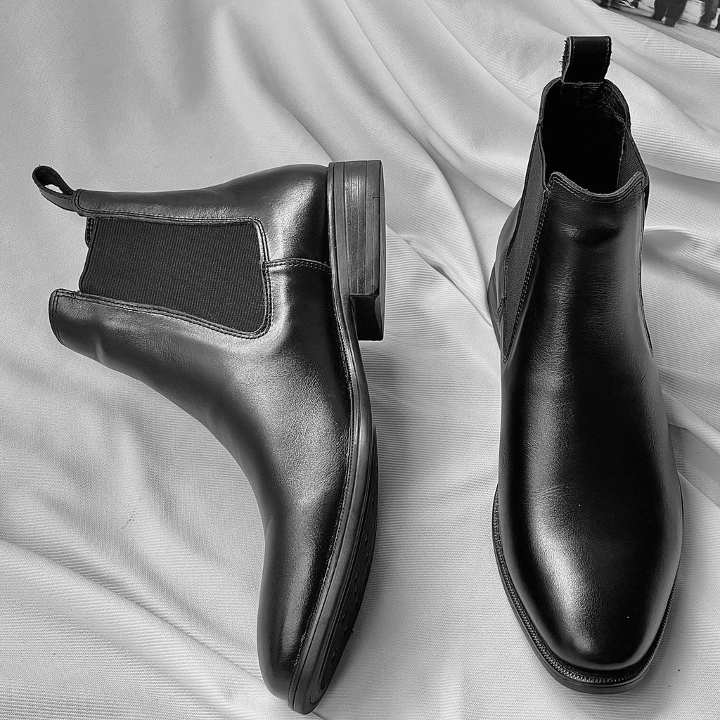 Giày Chelsea Boots Nam da bò đế cao su đúc - Boots cho nam dễ phối đồ tăng chiều cao, giày cao cổ nam da bò