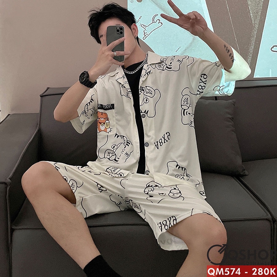 Bộ đồ pijama nam quần ngắn, tay ngắn cao cấp QSHOP QM573 - QM574