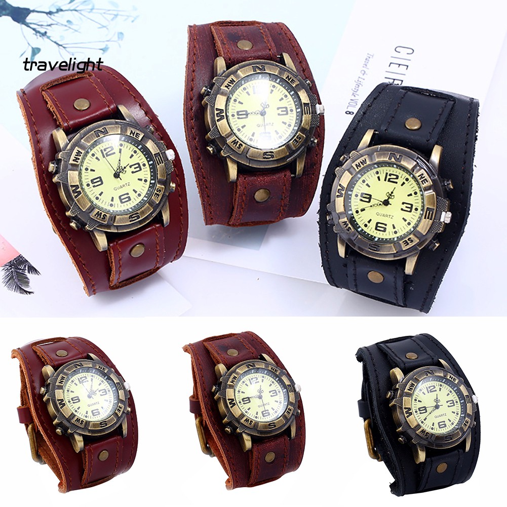 Đồng Hồ Đeo Tay Dây Giả Da Thời Trang Vintage Cho Nam Nữ