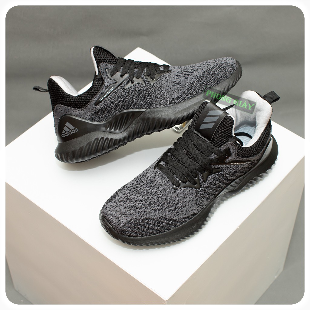 Giày sneaker nam giày thể thao nam Alphabounce muối tiêu màu đen full fullbox