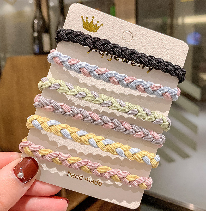 HANDMADE Thun Buộc Tóc Bện Dây Xinh Xắn Dành Cho Nữ