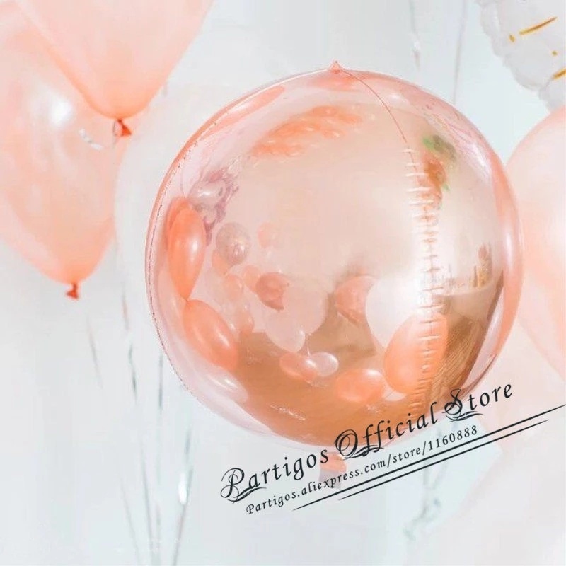 Bong Bóng Khí Heli Bằng Kim Loại Màu Vàng Hồng 4D Cỡ Lớn 22 Inch Xoay 360 Độ Trang Trí Tiệc Cưới / Sinh Nhật / Valentine