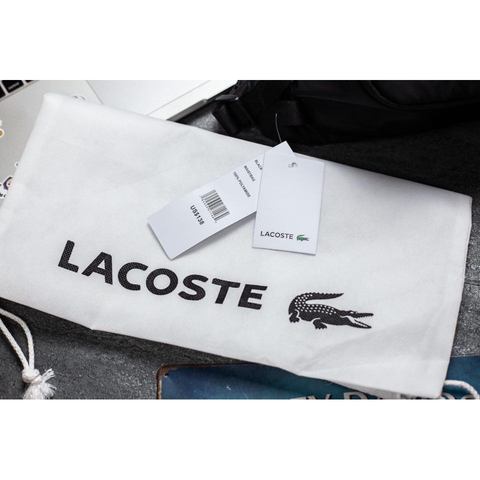 [HÀNG MỚI 2020] Túi bao tử đeo hông Lacoste  màu đen xám sang trọng, logo nổi, bảo hành 12 tháng