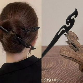 Trâm Cài Tóc cổ phong thân gỗ mun đen 18cm