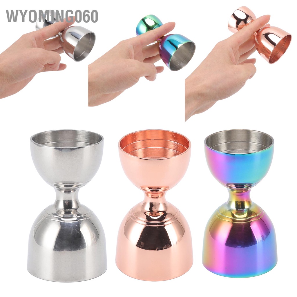 Wyoming060 Dụng cụ pha cà phê Cocktail 30 / 60ml Thép không gỉ Độ bền cao chính xác Mở rộng Thước đo Jigger cho Rượu