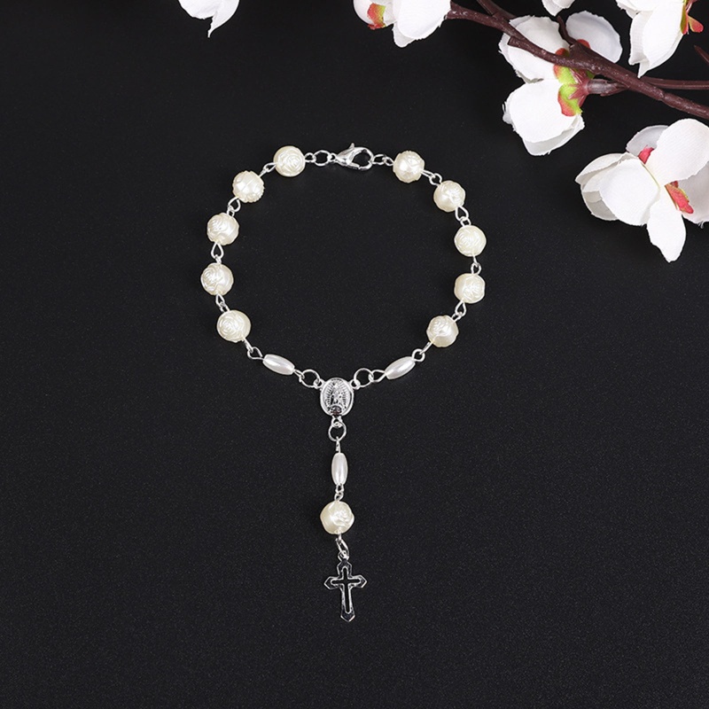 Vòng Đeo Tay Dây Xích Mini Màu Trắng Hoa Hồng Thanh Lịch Dùng Làm Quà Tặng Giáng Sinh