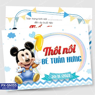 Thiệp thôi nôi –  sinh nhật Pluxi bé Trai tuổi Chuột PX_SN�135