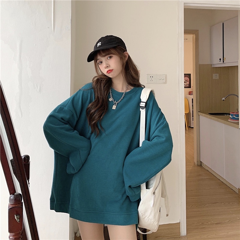 【ZHELIHANGFEI】Áo Thun Tay Dài Cổ Tròn Form Rộng Theo Phong Cách Retro