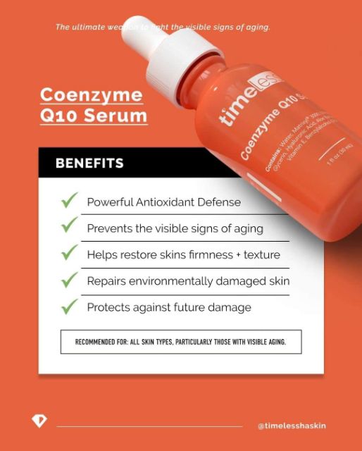 Timeless Coenzyme Q10 Serum – Dòng Serum chống lão hóa cho da bị sụt giảm khả năng tái tạo Collagen