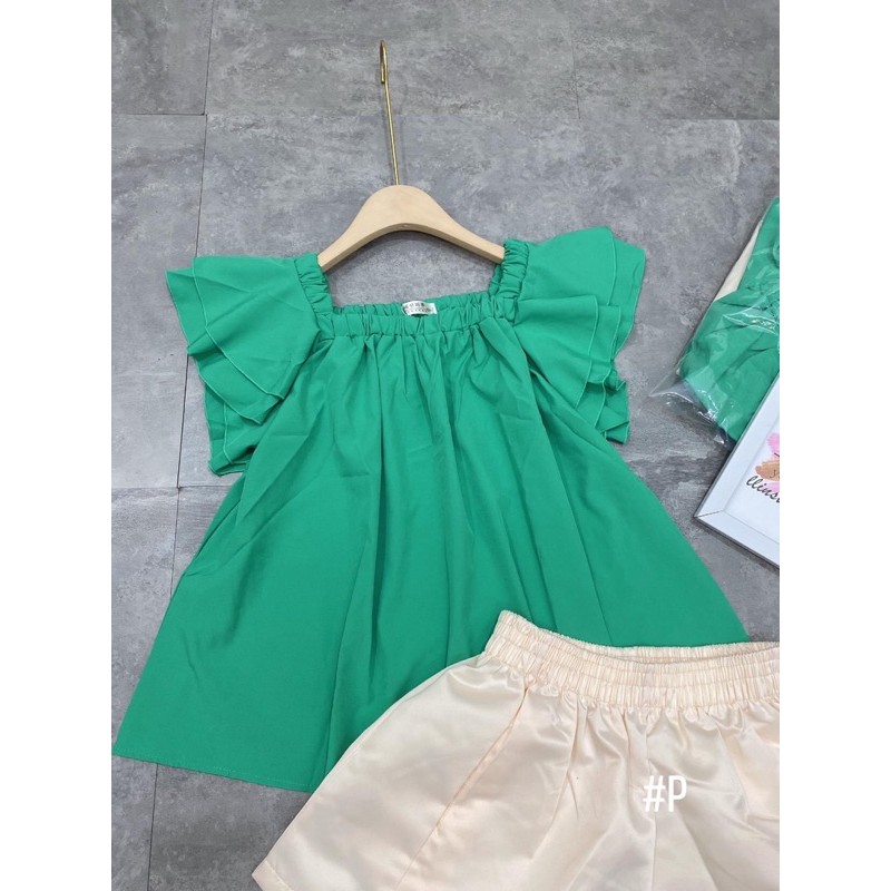 [Mã FAGREEN245 giảm 10% tối đa 30K đơn 99K] SET Áo trễ vai hồng kèm Quần sooc be xinh xắn⚡️Ảnh thật | BigBuy360 - bigbuy360.vn