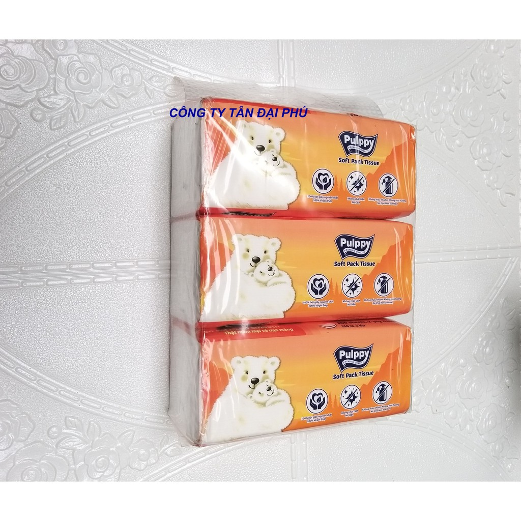 Combo 3 gói khăn giấy rút Pulppy 250 tờ